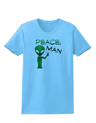 Peace Man Alien Womens T-Shirt-Womens T-Shirt-TooLoud-Aquatic-Blue-X-Small-Davson Sales