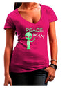 Peace Man Alien Womens V-Neck Dark T-Shirt-Womens V-Neck T-Shirts-TooLoud-Hot-Pink-Juniors Fitted Small-Davson Sales