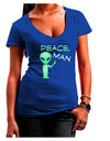 Peace Man Alien Womens V-Neck Dark T-Shirt-Womens V-Neck T-Shirts-TooLoud-Royal-Blue-Juniors Fitted Small-Davson Sales