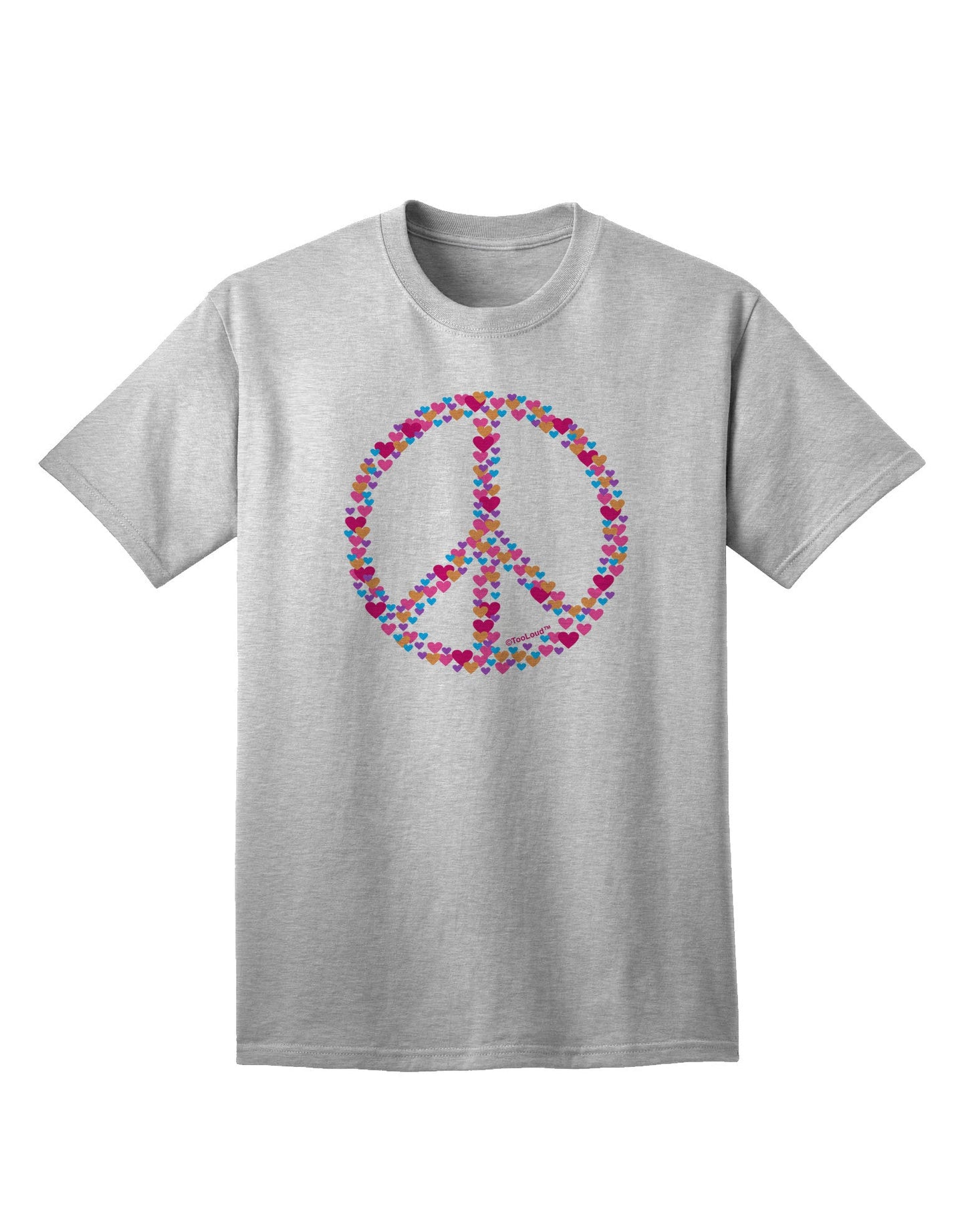 Peace Sign Hearts Adult T-Shirt: Expressive Casual Wear for the Modern Individual-Mens T-shirts-TooLoud-AshGray-Small-Davson Sales