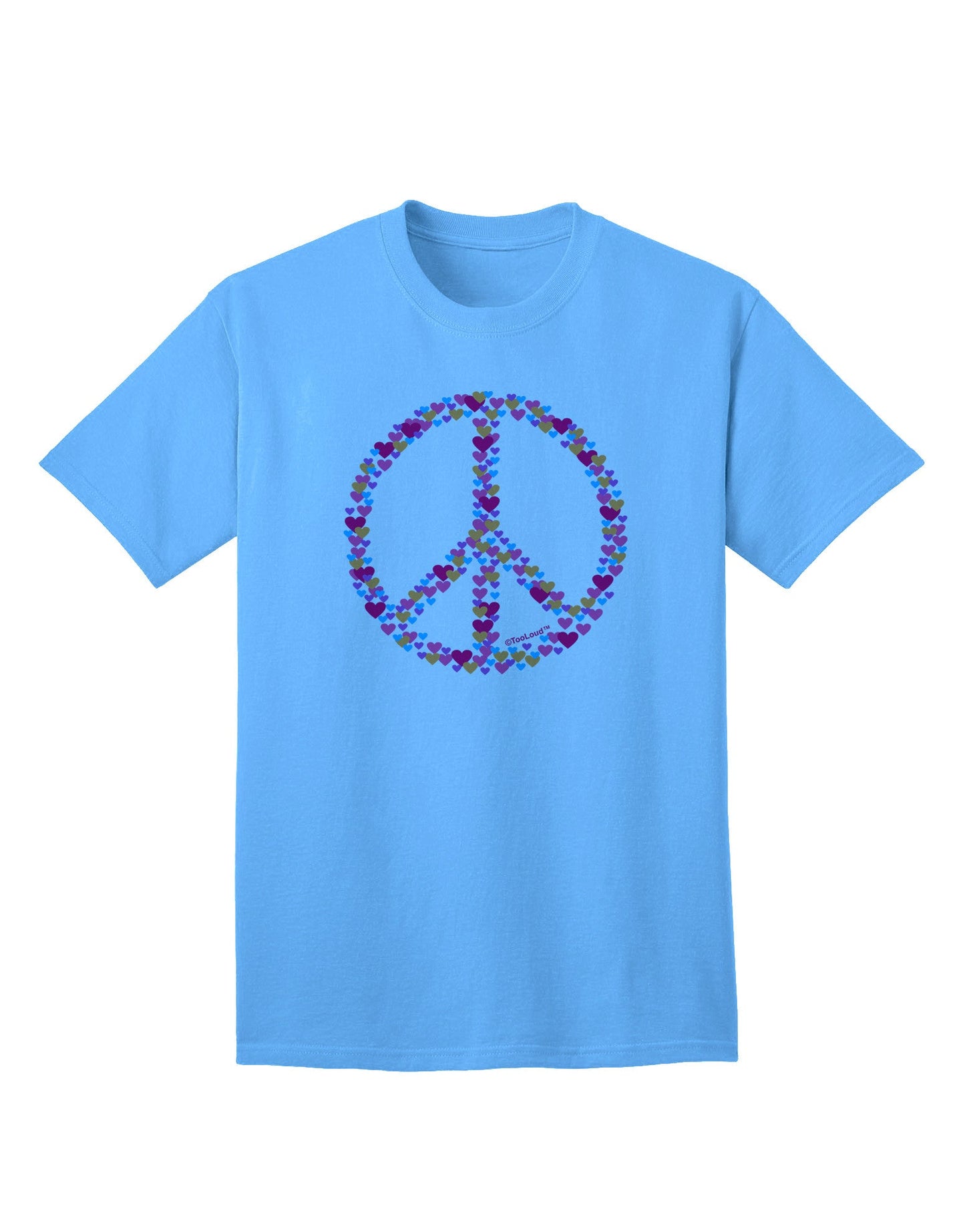 Peace Sign Hearts Adult T-Shirt: Expressive Casual Wear for the Modern Individual-Mens T-shirts-TooLoud-Aquatic-Blue-Small-Davson Sales