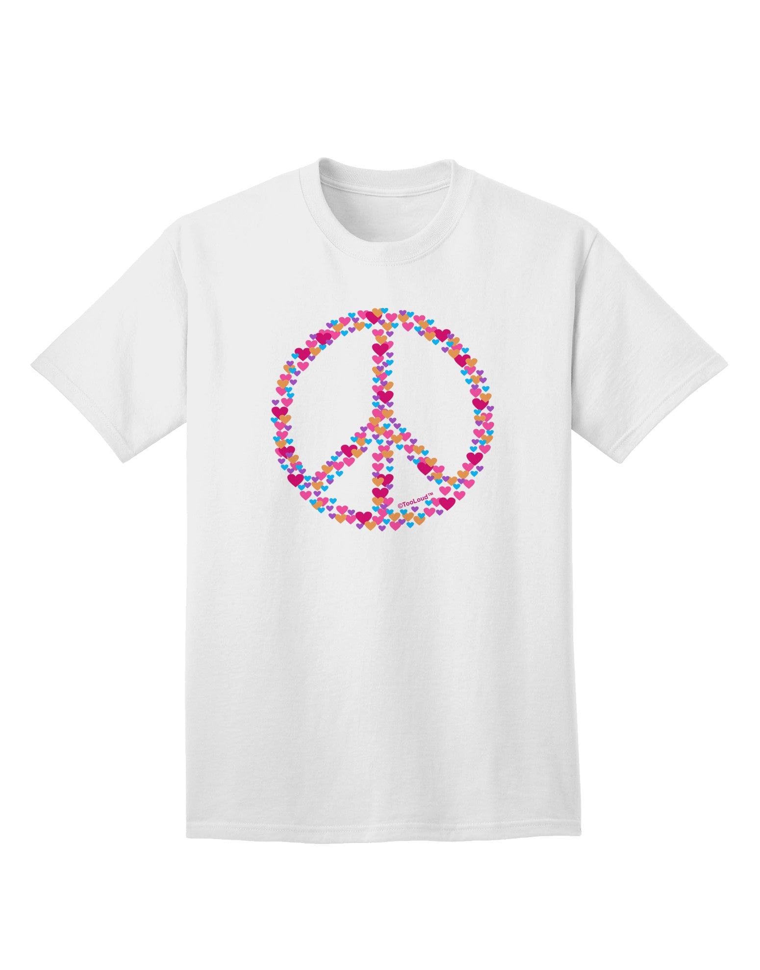 Peace Sign Hearts Adult T-Shirt: Expressive Casual Wear for the Modern Individual-Mens T-shirts-TooLoud-White-Small-Davson Sales