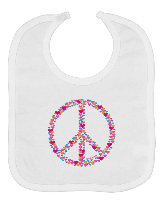 Peace Sign Hearts Baby Bib
