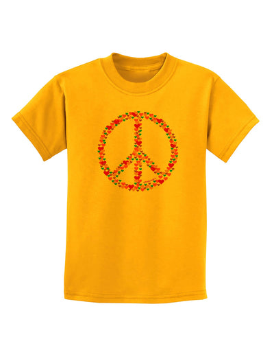 Peace Sign Hearts Childrens T-Shirt-Childrens T-Shirt-TooLoud-Gold-X-Small-Davson Sales