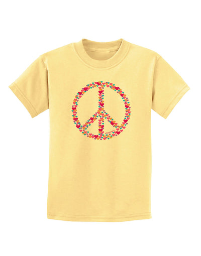 Peace Sign Hearts Childrens T-Shirt-Childrens T-Shirt-TooLoud-Daffodil-Yellow-X-Small-Davson Sales