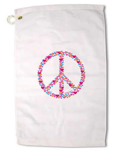 Peace Sign Hearts Premium Cotton Golf Towel - 16 x 25 inch-Golf Towel-TooLoud-16x25"-Davson Sales