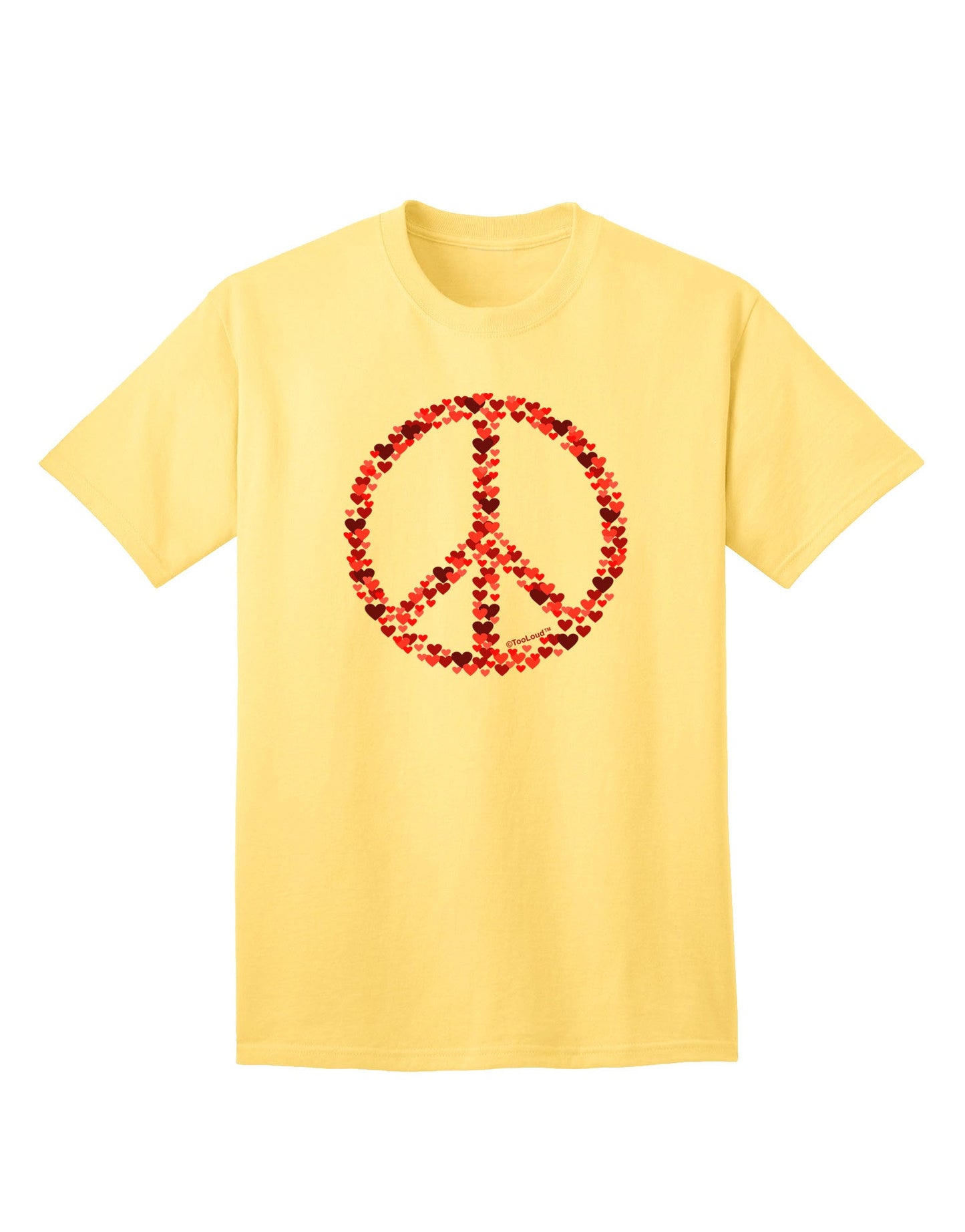 Peace Sign Hearts Red Adult T-Shirt - A Vibrant Expression of Love and Harmony-Mens T-shirts-TooLoud-Yellow-Small-Davson Sales