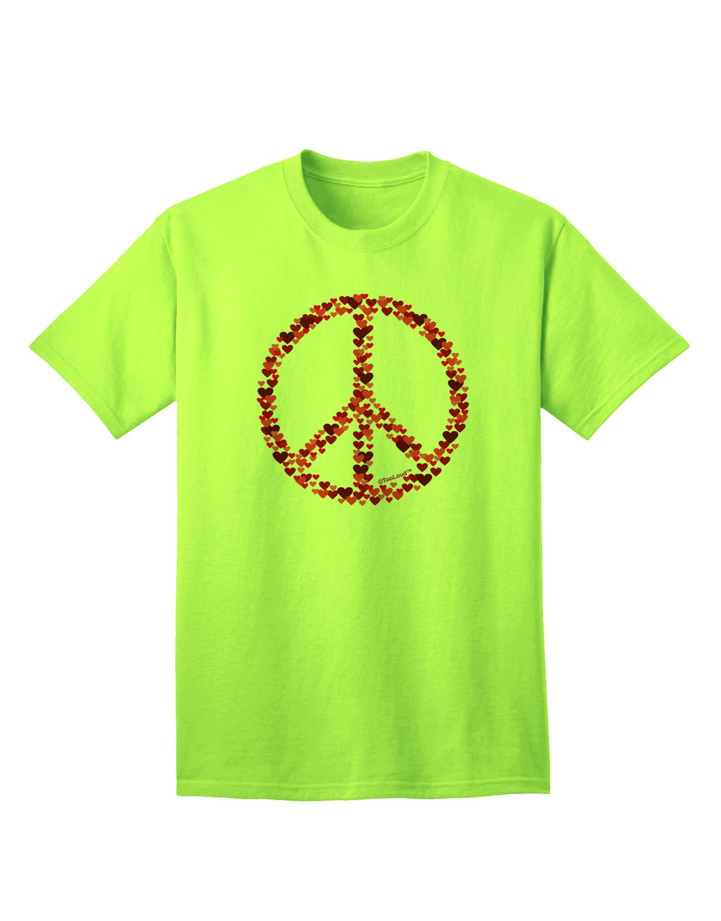 Peace Sign Hearts Red Adult T-Shirt - A Vibrant Expression of Love and Harmony-Mens T-shirts-TooLoud-Neon-Green-Small-Davson Sales