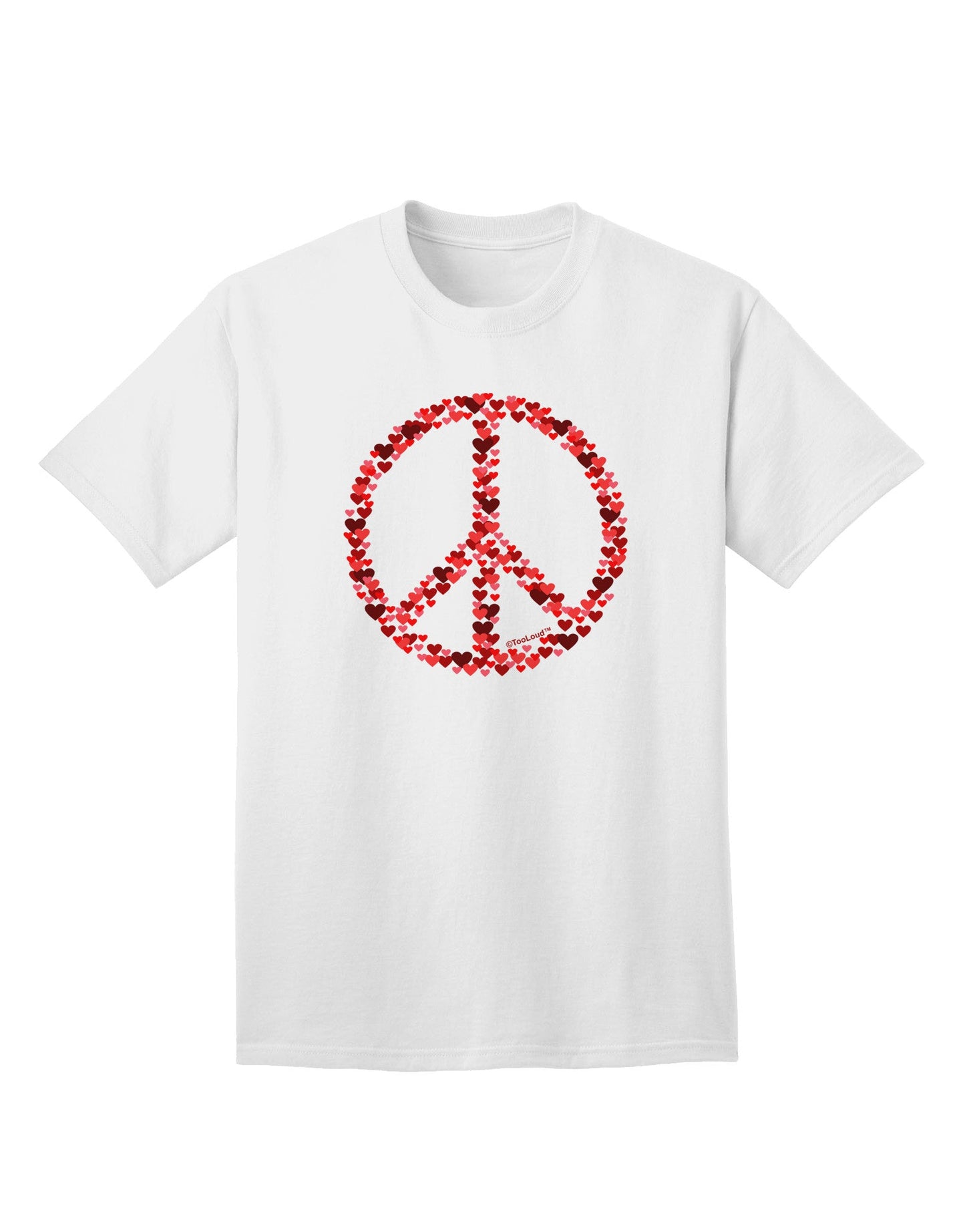 Peace Sign Hearts Red Adult T-Shirt - A Vibrant Expression of Love and Harmony-Mens T-shirts-TooLoud-White-Small-Davson Sales