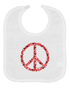 Peace Sign Hearts Red Baby Bib