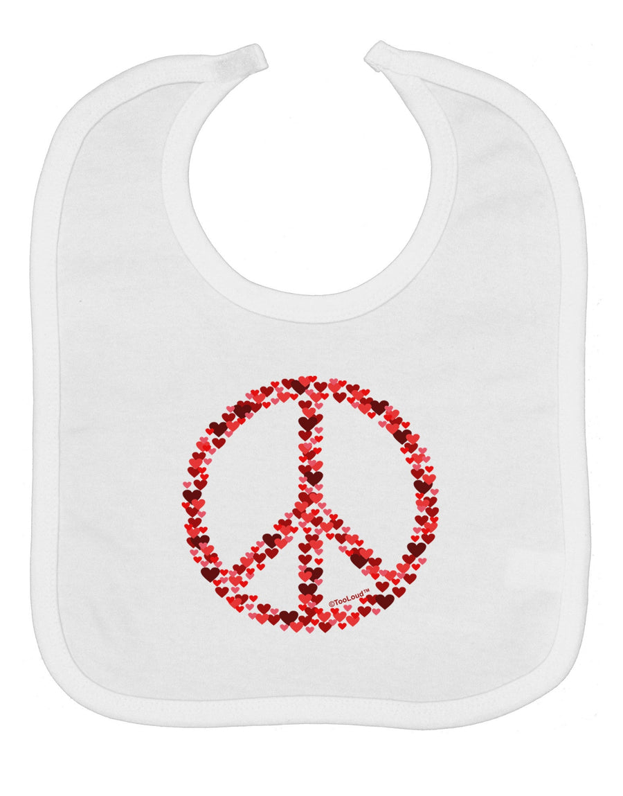 Peace Sign Hearts Red Baby Bib