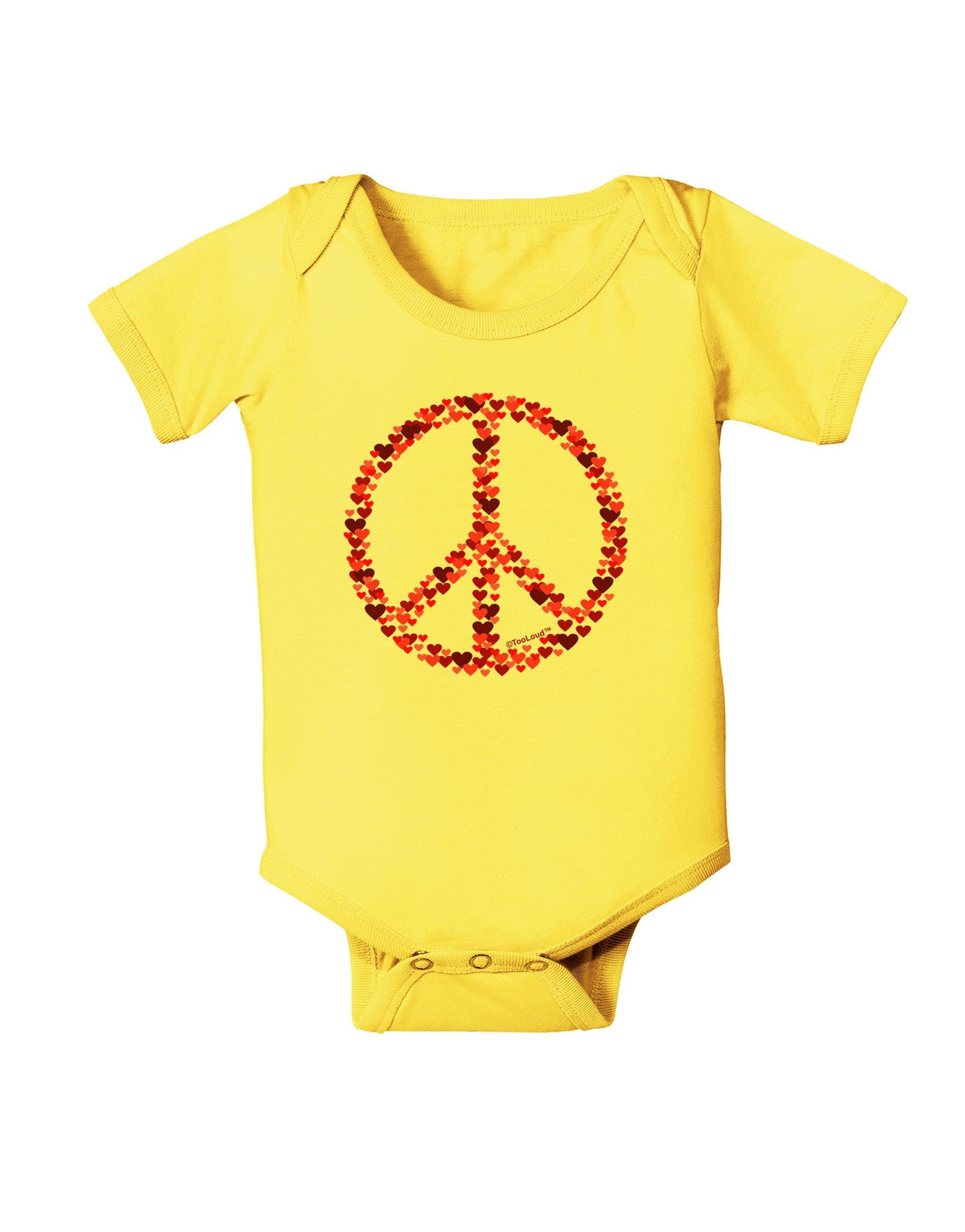 Peace Sign Hearts Red Baby Romper Bodysuit-Baby Romper-TooLoud-Yellow-06-Months-Davson Sales