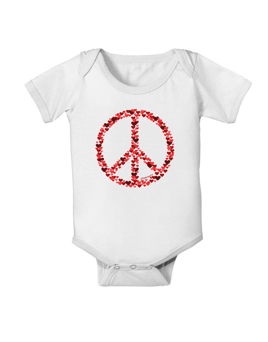 Peace Sign Hearts Red Baby Romper Bodysuit-Baby Romper-TooLoud-White-06-Months-Davson Sales