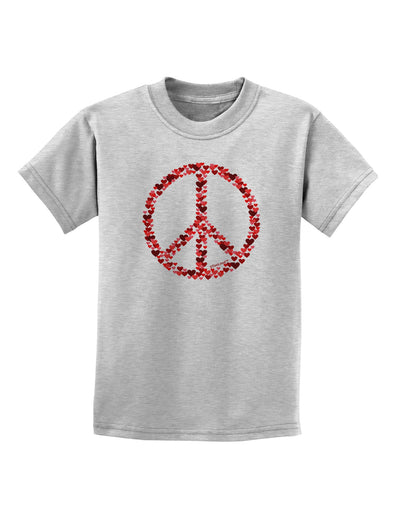 Peace Sign Hearts Red Childrens T-Shirt-Childrens T-Shirt-TooLoud-AshGray-X-Small-Davson Sales