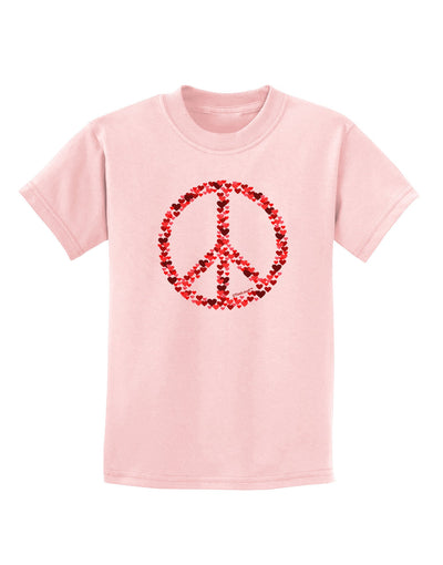 Peace Sign Hearts Red Childrens T-Shirt-Childrens T-Shirt-TooLoud-PalePink-X-Small-Davson Sales