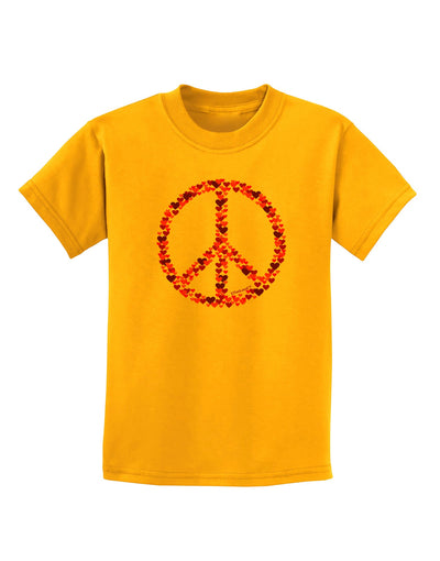 Peace Sign Hearts Red Childrens T-Shirt-Childrens T-Shirt-TooLoud-Gold-X-Small-Davson Sales