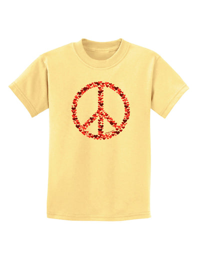 Peace Sign Hearts Red Childrens T-Shirt-Childrens T-Shirt-TooLoud-Daffodil-Yellow-X-Small-Davson Sales