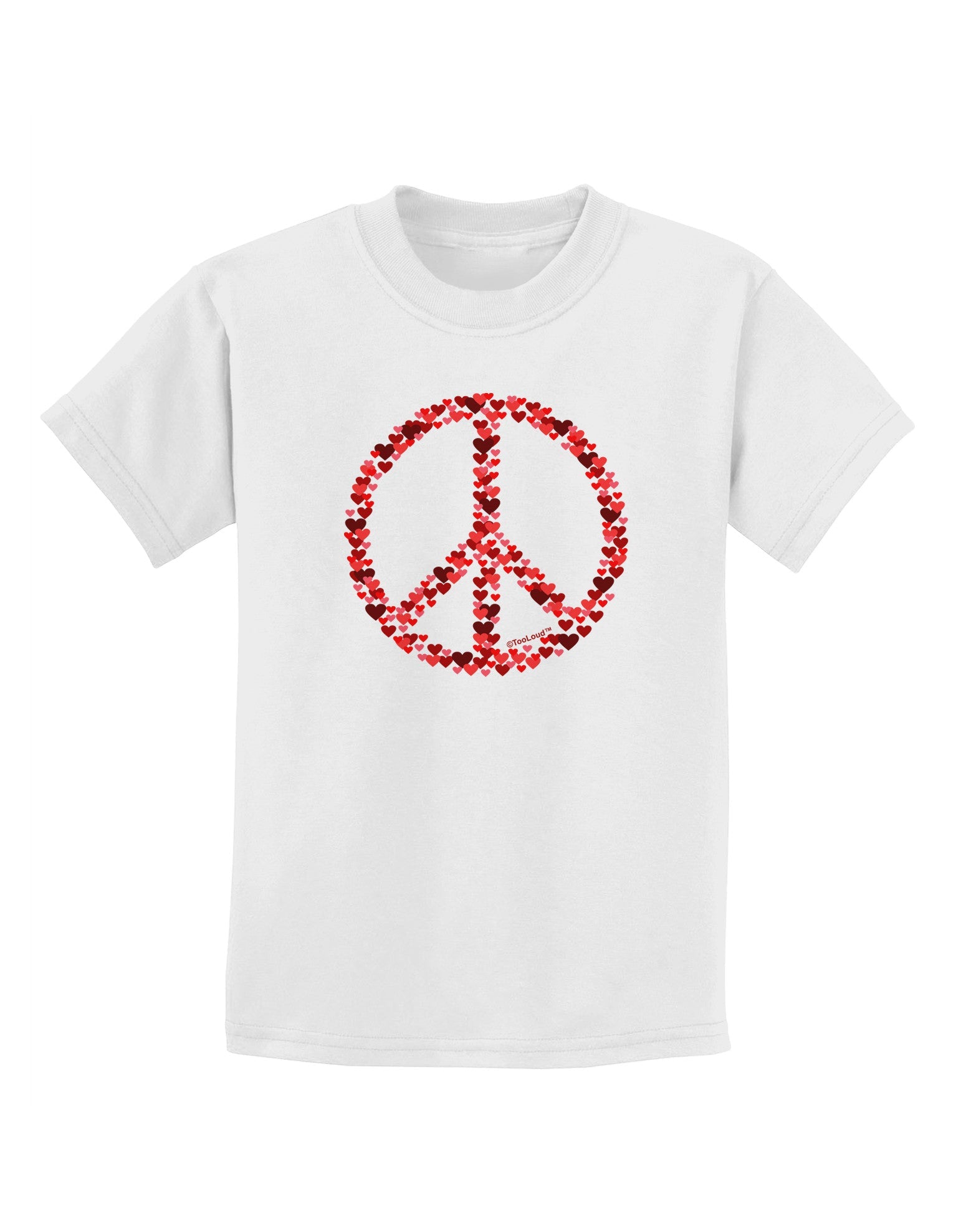 Peace Sign Hearts Red Childrens T-Shirt-Childrens T-Shirt-TooLoud-White-X-Small-Davson Sales