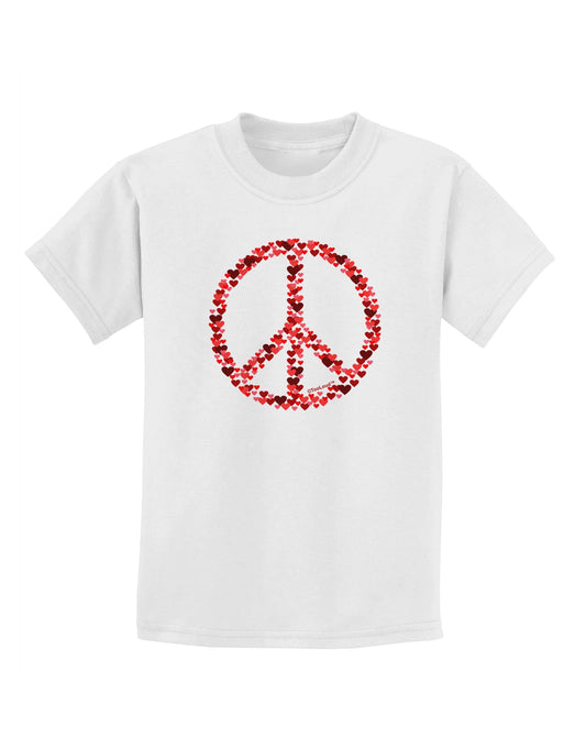 Peace Sign Hearts Red Childrens T-Shirt-Childrens T-Shirt-TooLoud-White-X-Small-Davson Sales