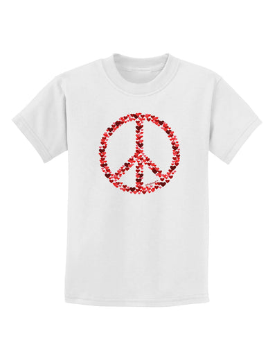 Peace Sign Hearts Red Childrens T-Shirt-Childrens T-Shirt-TooLoud-White-X-Small-Davson Sales