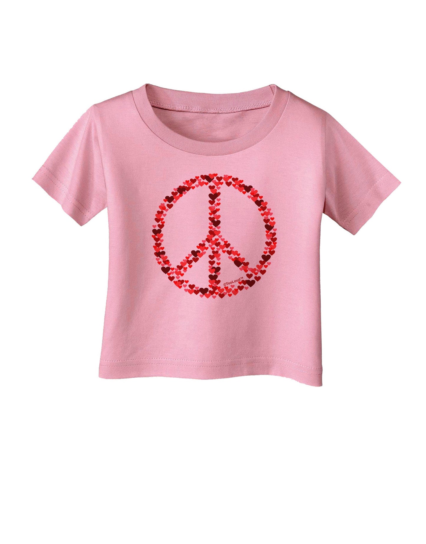 Peace Sign Hearts Red Infant T-Shirt-Infant T-Shirt-TooLoud-Candy-Pink-06-Months-Davson Sales