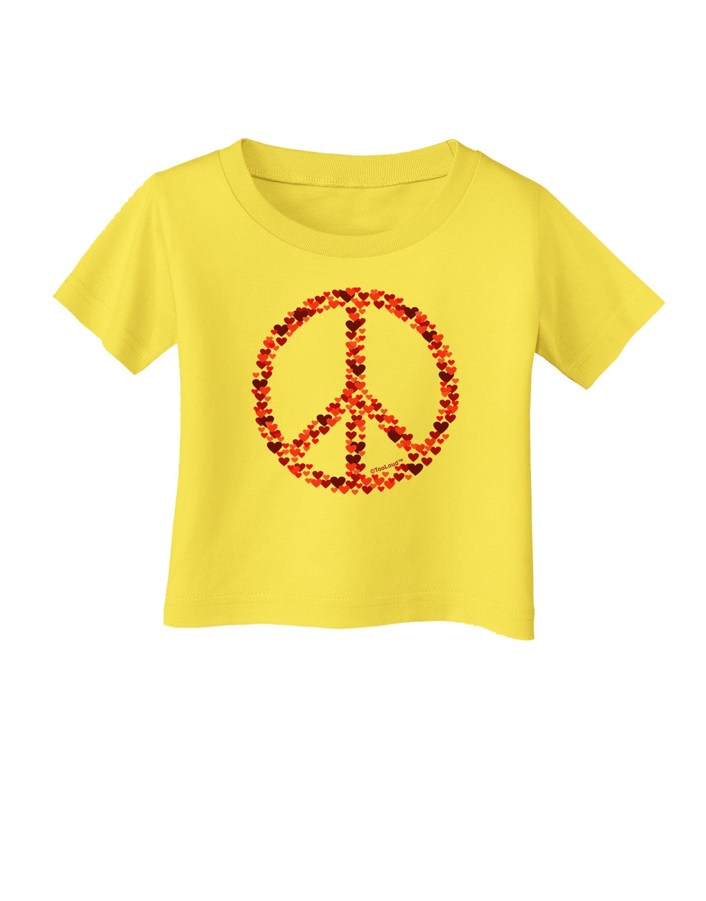 Peace Sign Hearts Red Infant T-Shirt-Infant T-Shirt-TooLoud-Yellow-06-Months-Davson Sales