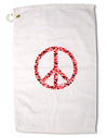 Peace Sign Hearts Red Premium Cotton Golf Towel - 16 x 25 inch-Golf Towel-TooLoud-16x25"-Davson Sales