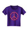 Peace Sign Hearts Red Toddler T-Shirt Dark-Toddler T-Shirt-TooLoud-Purple-2T-Davson Sales