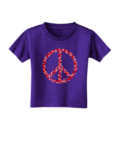 Peace Sign Hearts Red Toddler T-Shirt Dark-Toddler T-Shirt-TooLoud-Purple-2T-Davson Sales