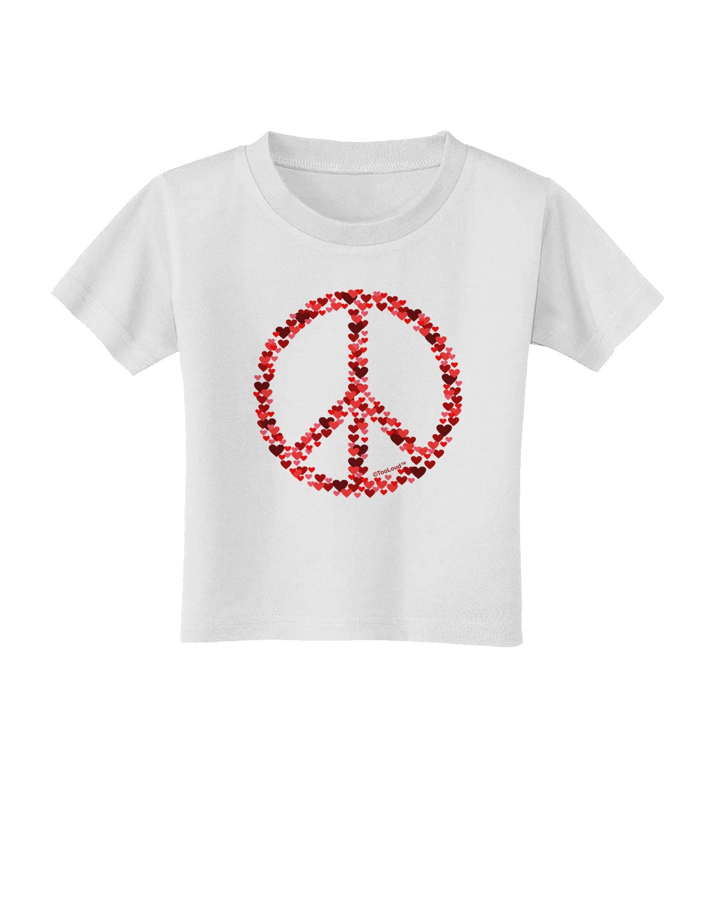 Peace Sign Hearts Red Toddler T-Shirt-Toddler T-Shirt-TooLoud-White-2T-Davson Sales