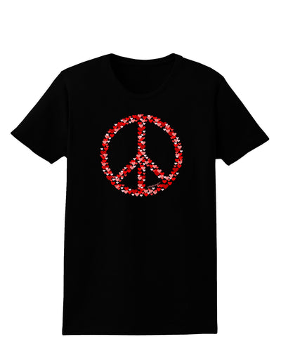 Peace Sign Hearts Red Womens Dark T-Shirt-TooLoud-Black-X-Small-Davson Sales