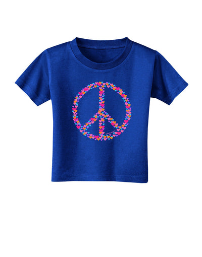 Peace Sign Hearts Toddler T-Shirt Dark-Toddler T-Shirt-TooLoud-Royal-Blue-2T-Davson Sales