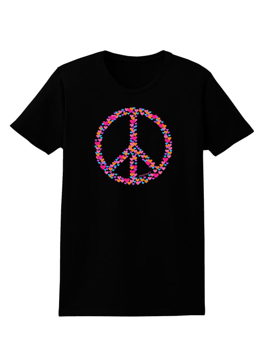 Peace Sign Hearts Womens Dark T-Shirt-TooLoud-Black-X-Small-Davson Sales