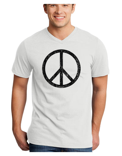 Peace Sign Symbol - Distressed Adult V-Neck T-shirt-Mens V-Neck T-Shirt-TooLoud-White-Small-Davson Sales