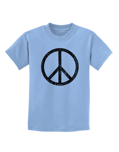 Peace Sign Symbol - Distressed Childrens T-Shirt-Childrens T-Shirt-TooLoud-Light-Blue-X-Small-Davson Sales