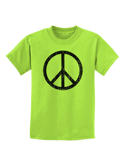 Peace Sign Symbol - Distressed Childrens T-Shirt-Childrens T-Shirt-TooLoud-Lime-Green-X-Small-Davson Sales