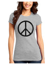 Peace Sign Symbol - Distressed Juniors T-Shirt-Womens Juniors T-Shirt-TooLoud-Ash-Gray-Juniors Fitted X-Small-Davson Sales