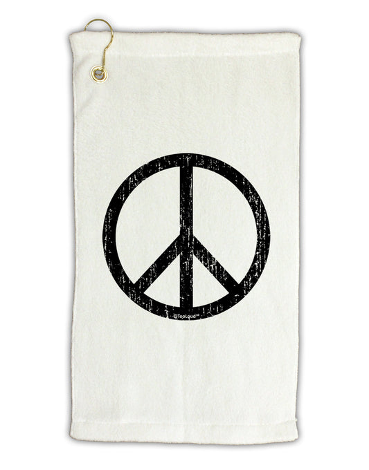 Peace Sign Symbol - Distressed Micro Terry Gromet Golf Towel 16 x 25 inch-Golf Towel-TooLoud-White-Davson Sales