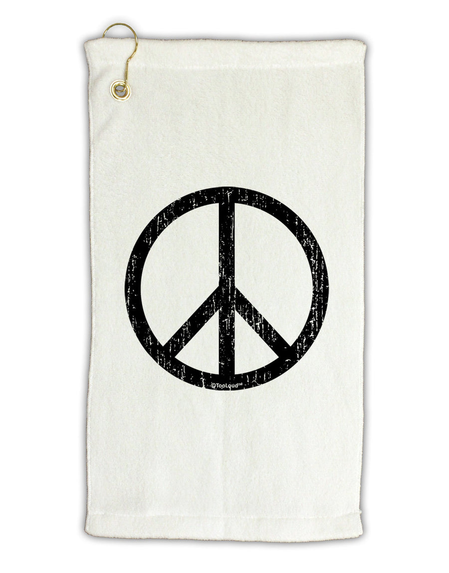 Peace Sign Symbol - Distressed Micro Terry Gromet Golf Towel 16 x 25 inch-Golf Towel-TooLoud-White-Davson Sales