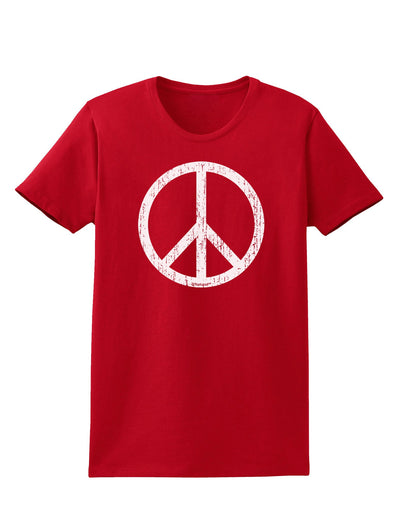 Peace Sign Symbol - Distressed Womens Dark T-Shirt-TooLoud-Red-X-Small-Davson Sales