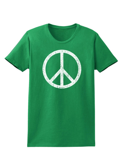 Peace Sign Symbol - Distressed Womens Dark T-Shirt-TooLoud-Kelly-Green-X-Small-Davson Sales