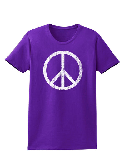 Peace Sign Symbol - Distressed Womens Dark T-Shirt-TooLoud-Purple-X-Small-Davson Sales