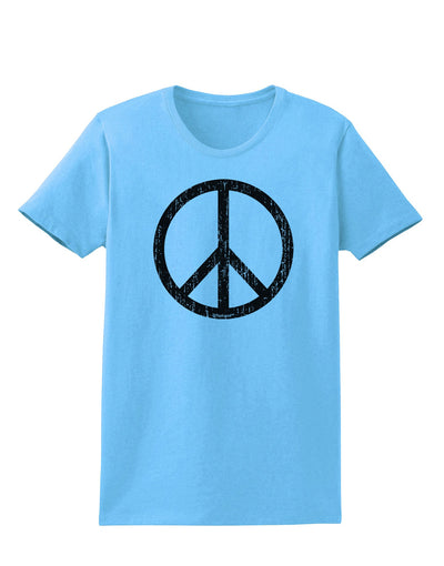 Peace Sign Symbol - Distressed Womens T-Shirt-Womens T-Shirt-TooLoud-Aquatic-Blue-X-Small-Davson Sales