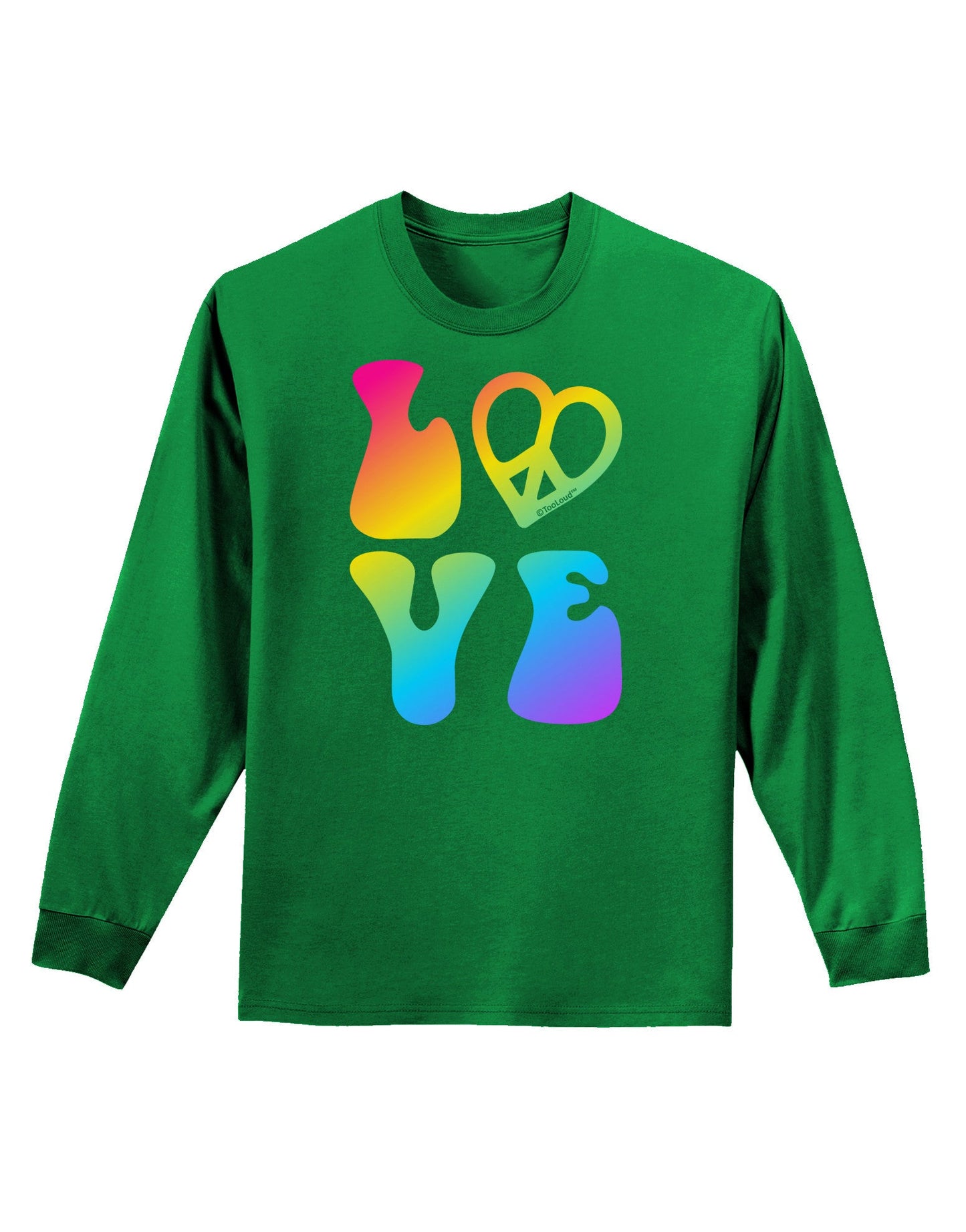 Peace and Love - Peace Heart Love Adult Long Sleeve Dark T-Shirt-TooLoud-Kelly-Green-Small-Davson Sales