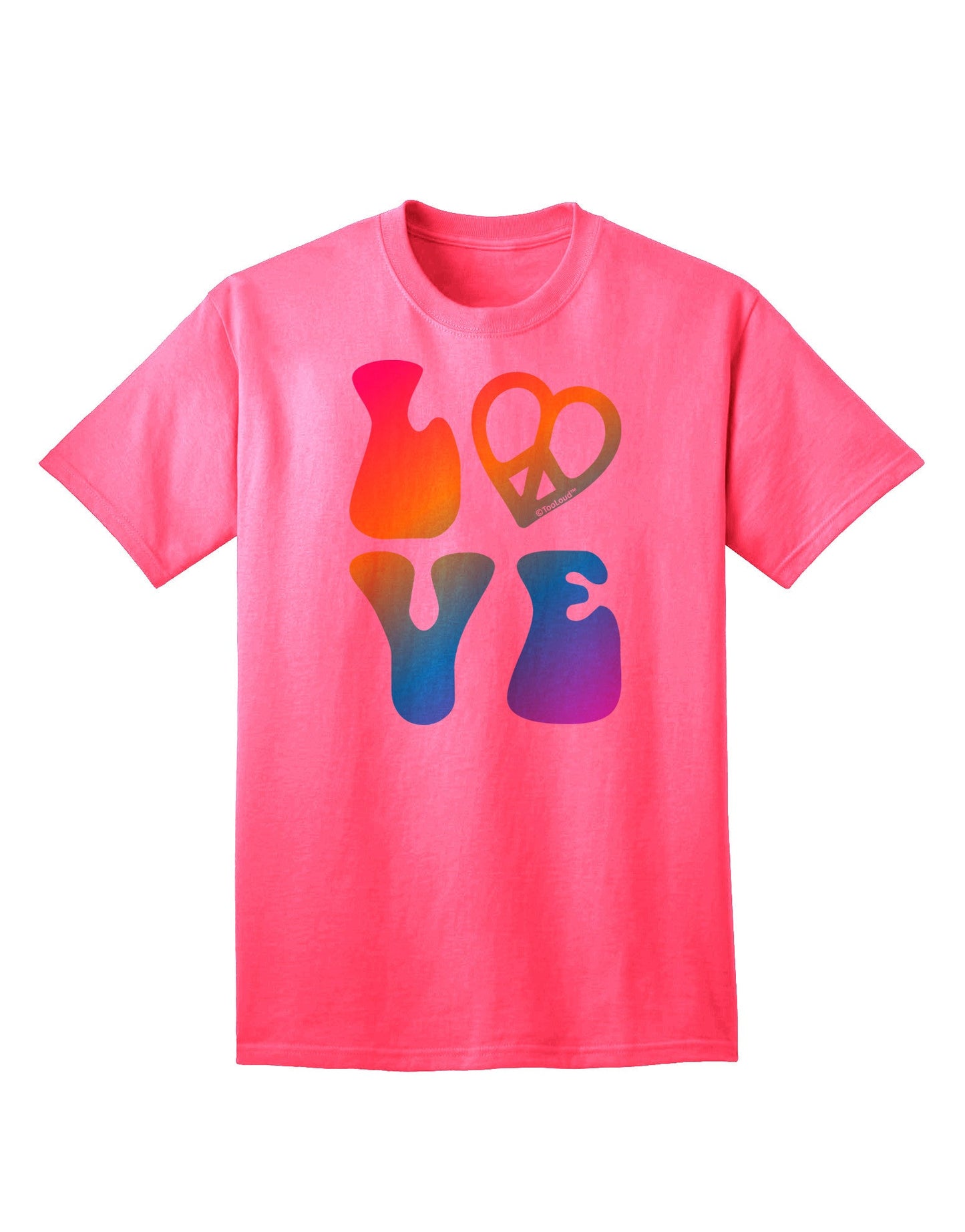 Peace and Love - Peace Heart Love Adult T-Shirt-Mens T-Shirt-TooLoud-Neon-Pink-Small-Davson Sales