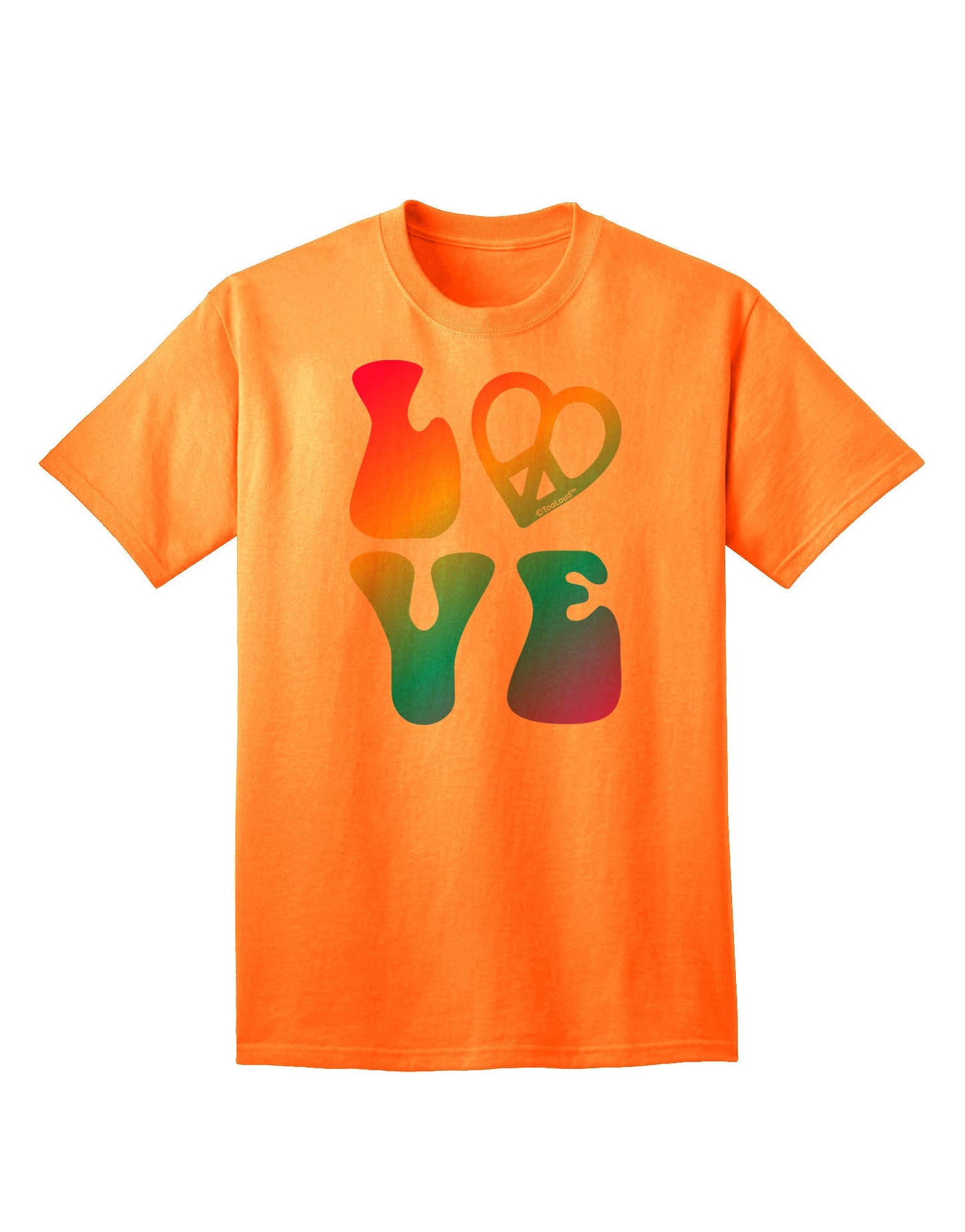 Peace and Love - Peace Heart Love Adult T-Shirt-Mens T-Shirt-TooLoud-Neon-Orange-Small-Davson Sales