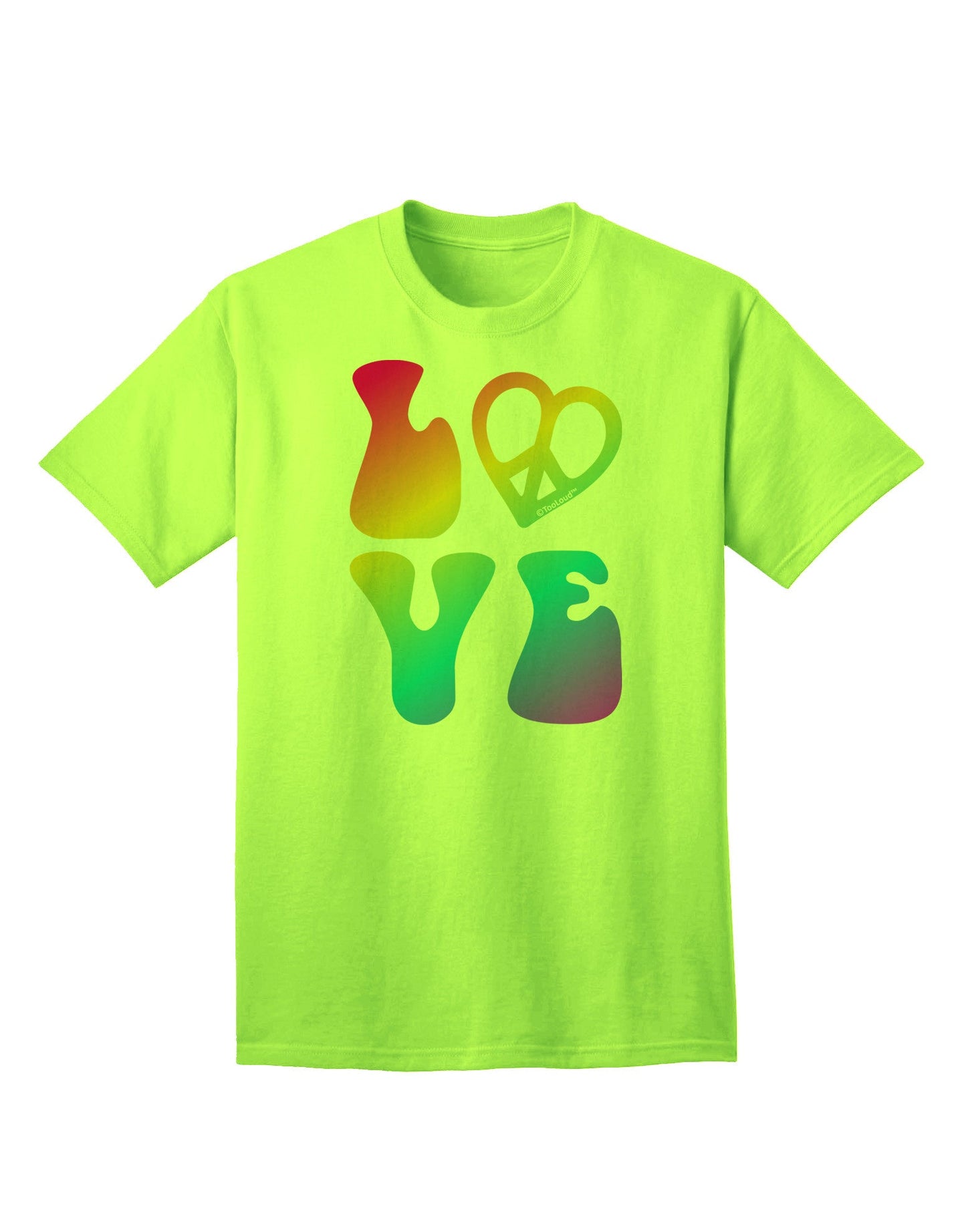 Peace and Love - Peace Heart Love Adult T-Shirt-Mens T-Shirt-TooLoud-Neon-Green-Small-Davson Sales