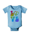 Peace and Love - Peace Heart Love Baby Romper Bodysuit-Baby Romper-TooLoud-Light-Blue-06-Months-Davson Sales