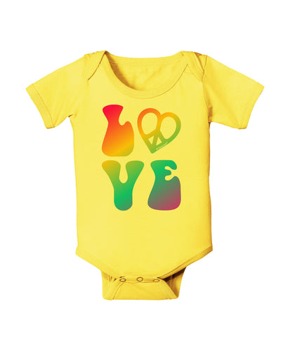 Peace and Love - Peace Heart Love Baby Romper Bodysuit-Baby Romper-TooLoud-Yellow-06-Months-Davson Sales