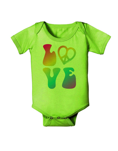 Peace and Love - Peace Heart Love Baby Romper Bodysuit-Baby Romper-TooLoud-Lime-Green-06-Months-Davson Sales